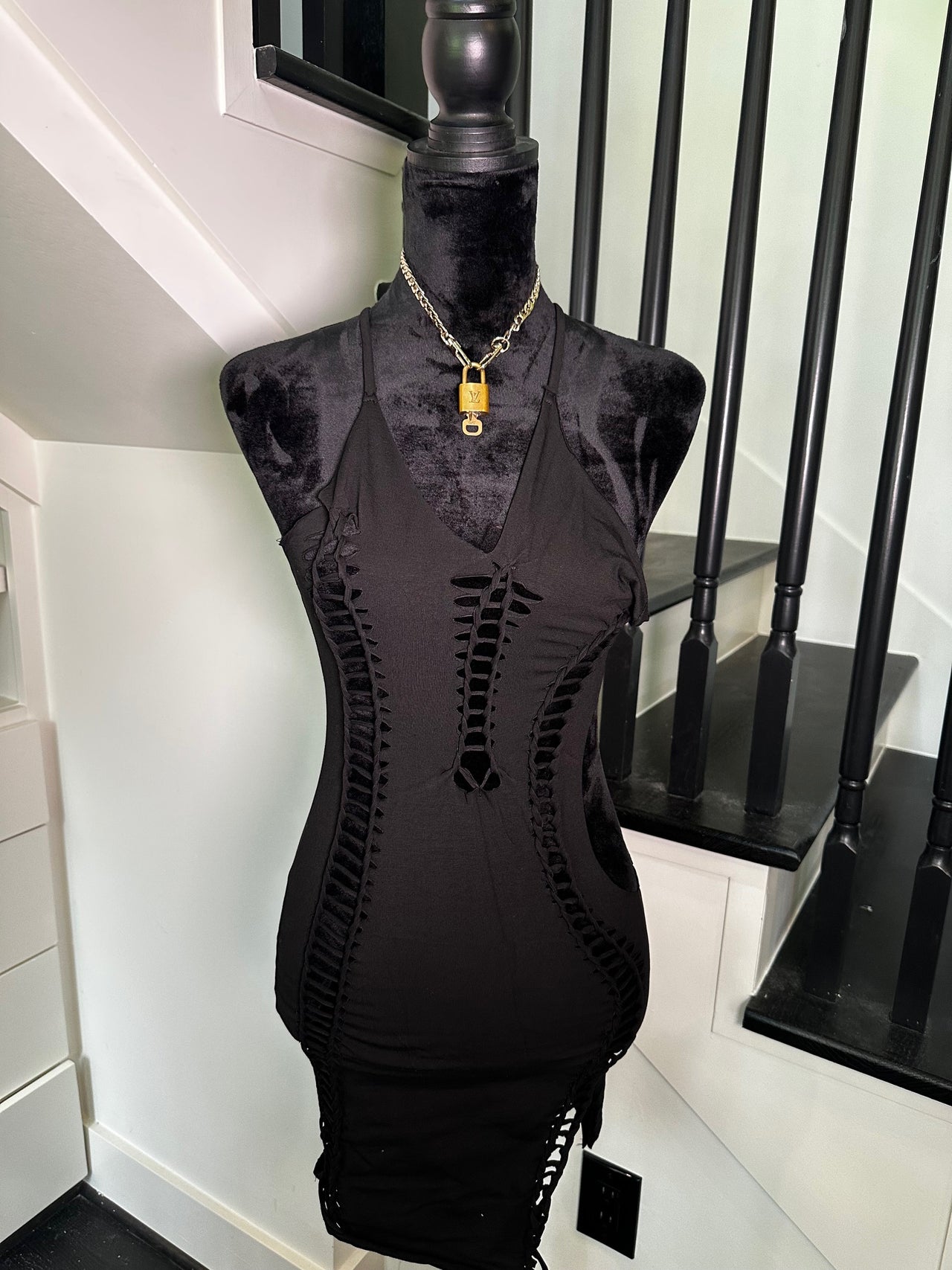 black distressed dress